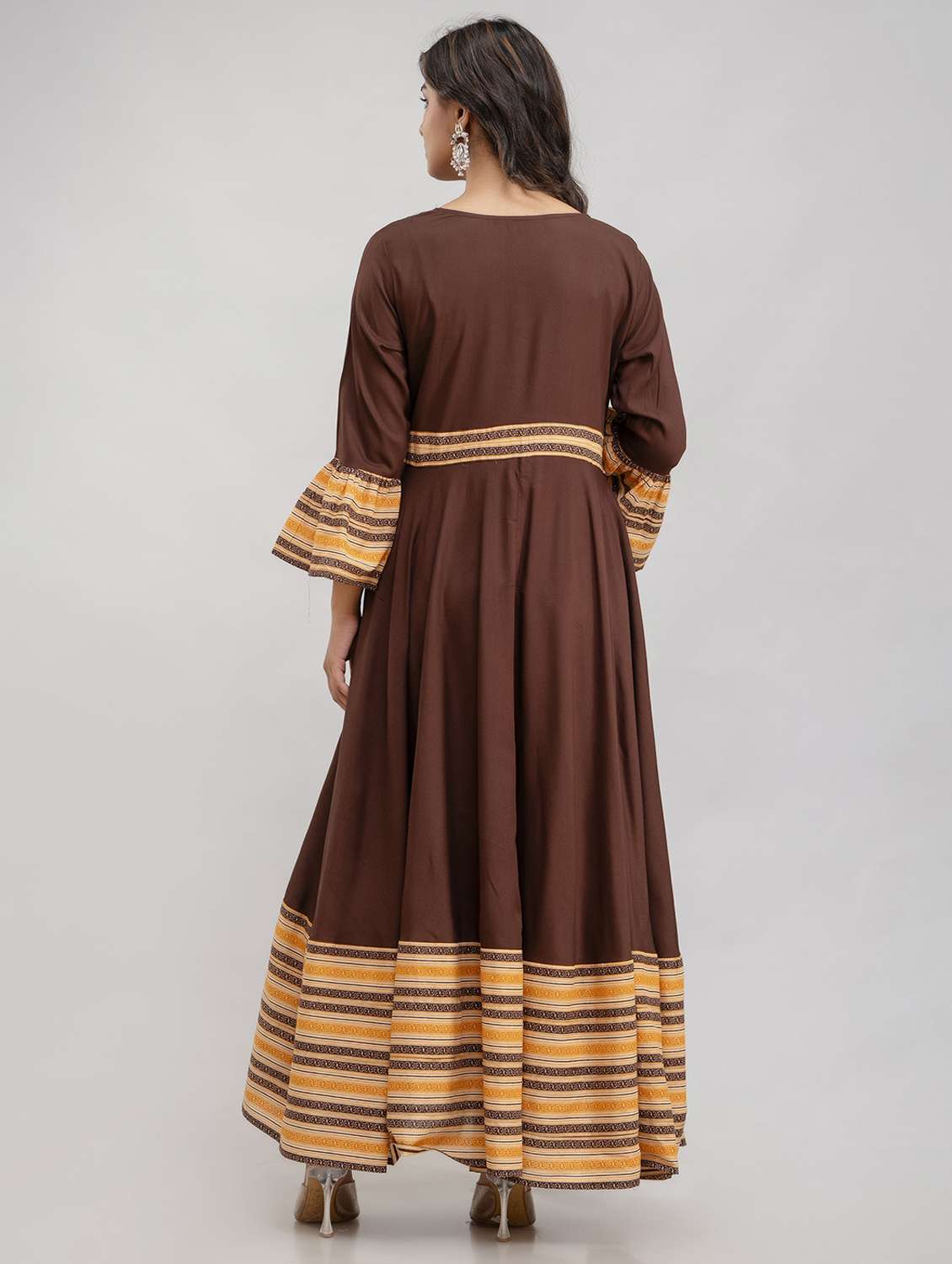 women printed bell sleeve flared ethnic dress - 22078426 -  Standard Image - 1