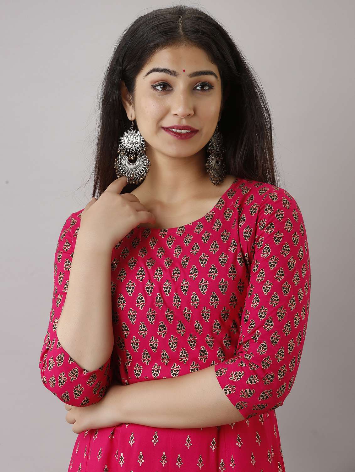 women printed three quarter anarkali ethnic dress - 22078428 - Standard Image - 4