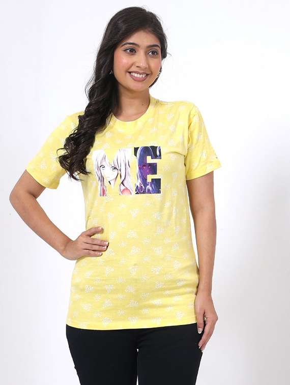 women printed short sleeve regular fit t-shirt - 22078448 - Standard Image - 1
