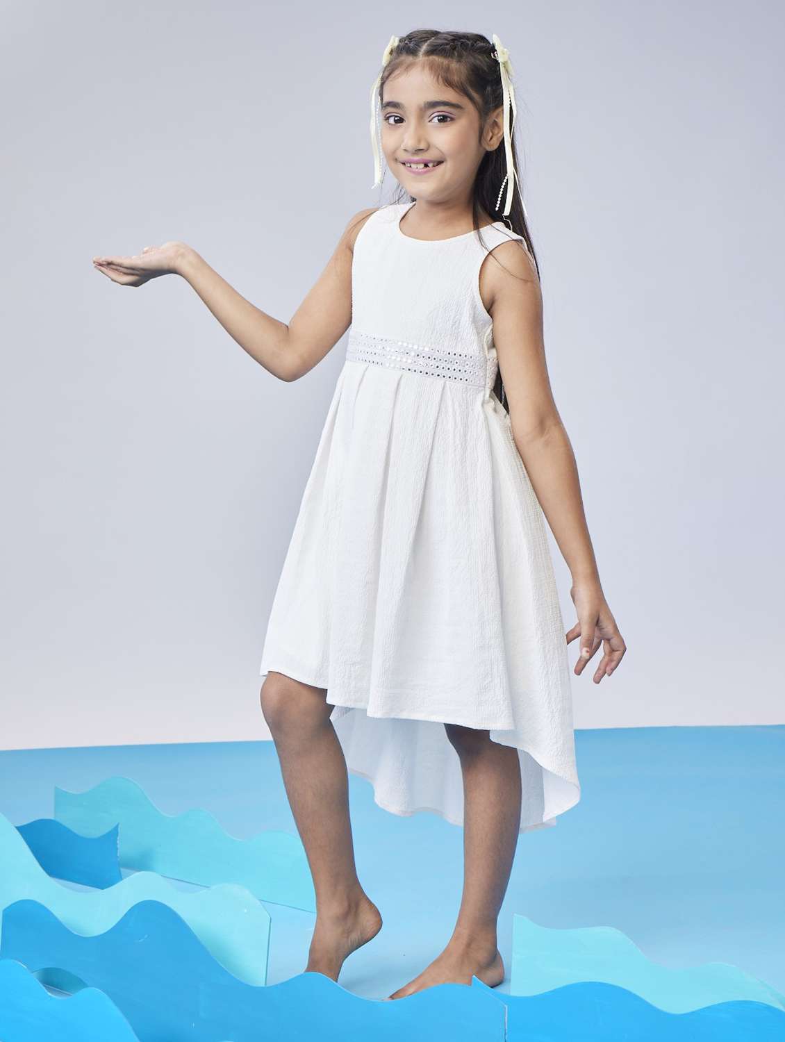 girls solid sleeveless high low dress - 22078493 -  Standard Image - 1