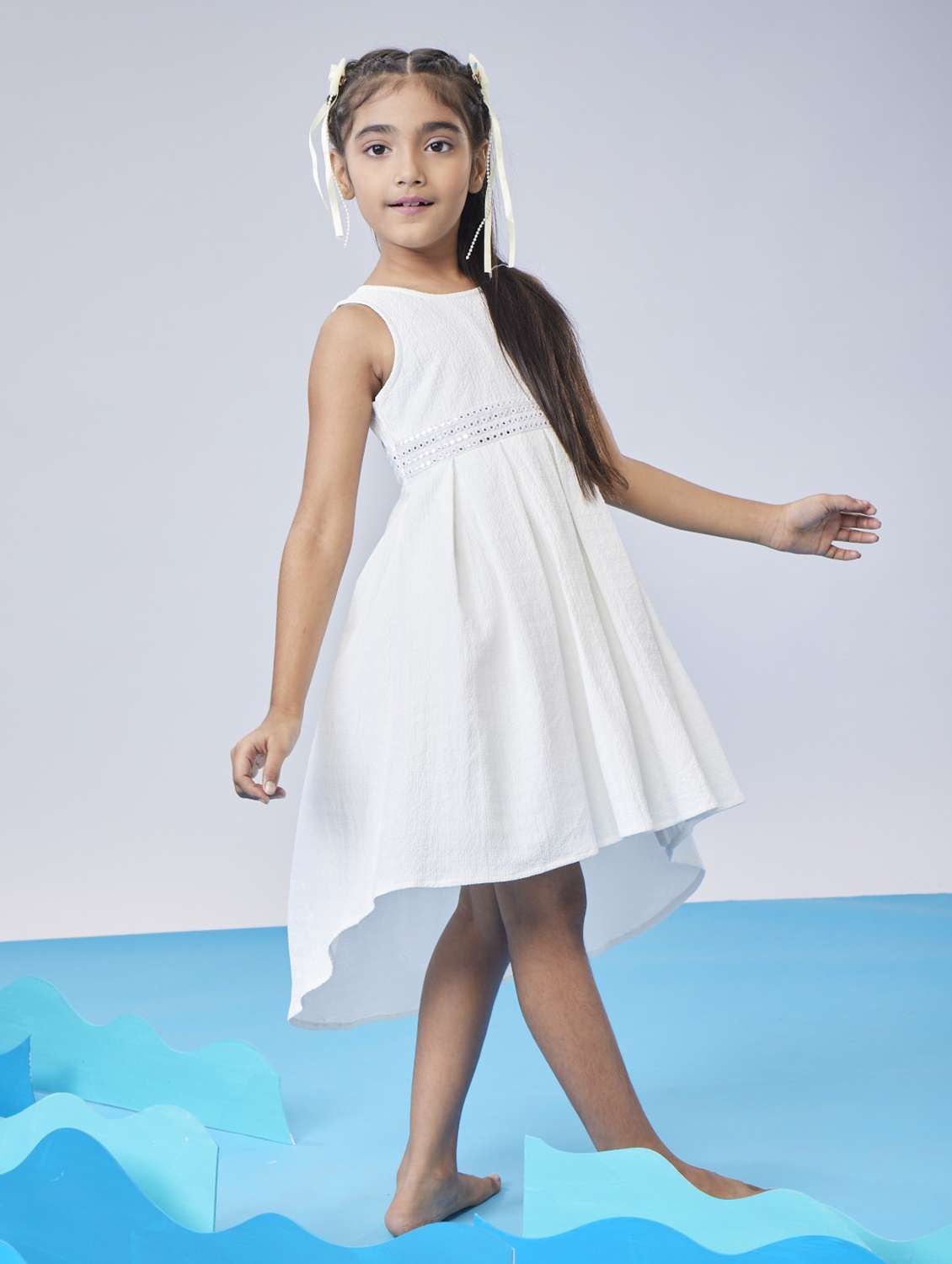 girls solid sleeveless high low dress - 22078493 -  Standard Image - 4