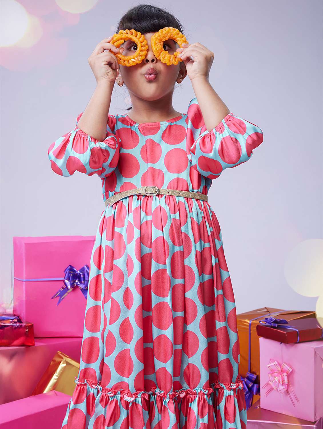 girls polka doted puff sleeve tiered dress - 22078497 - Standard Image - 4