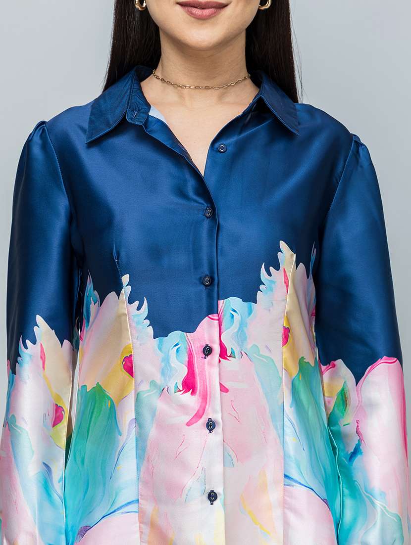 women printed long sleeve collared shirt - 22078515 -  Standard Image - 4