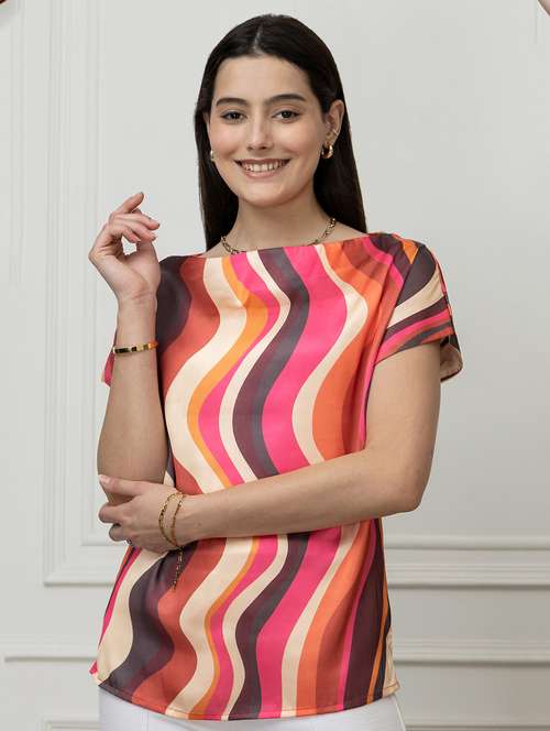 women printed short sleeve regular top - 22078520 -  Standard Image - 0