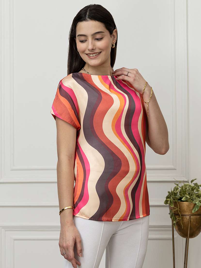 women printed short sleeve regular top - 22078520 - Standard Image - 1