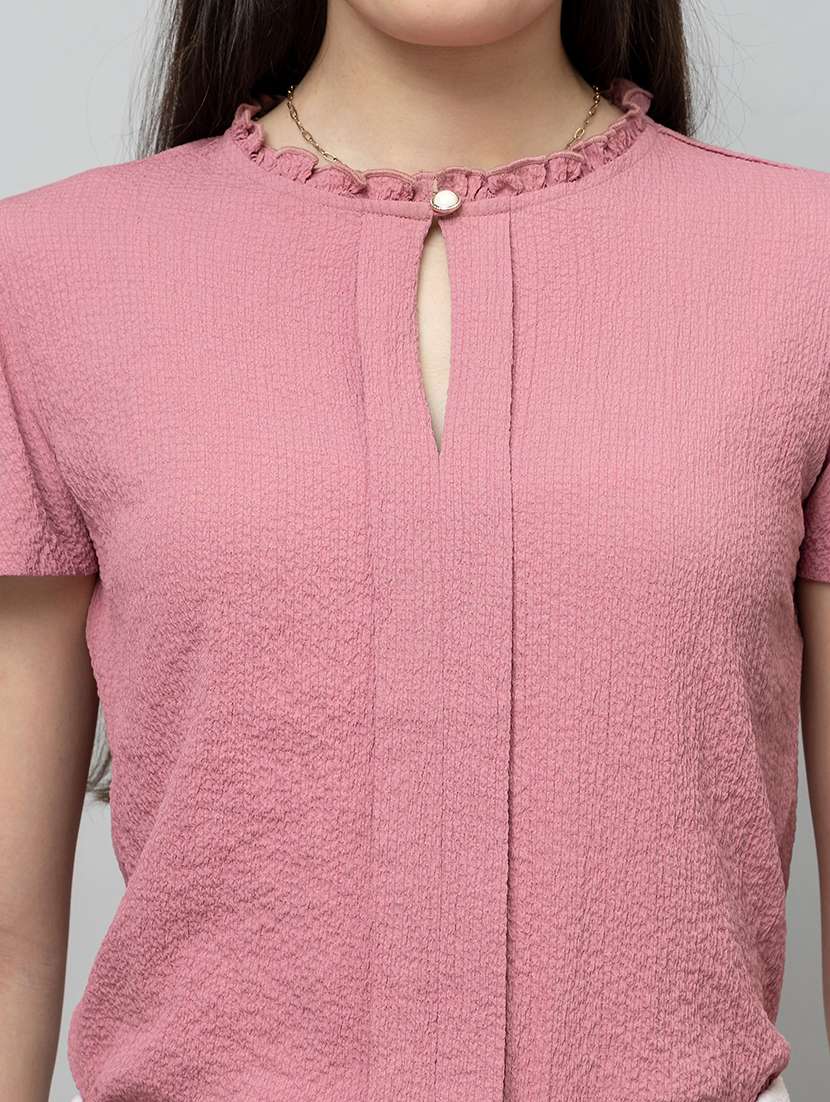 women solid tulip sleeve regular top - 22078526 -  Standard Image - 4