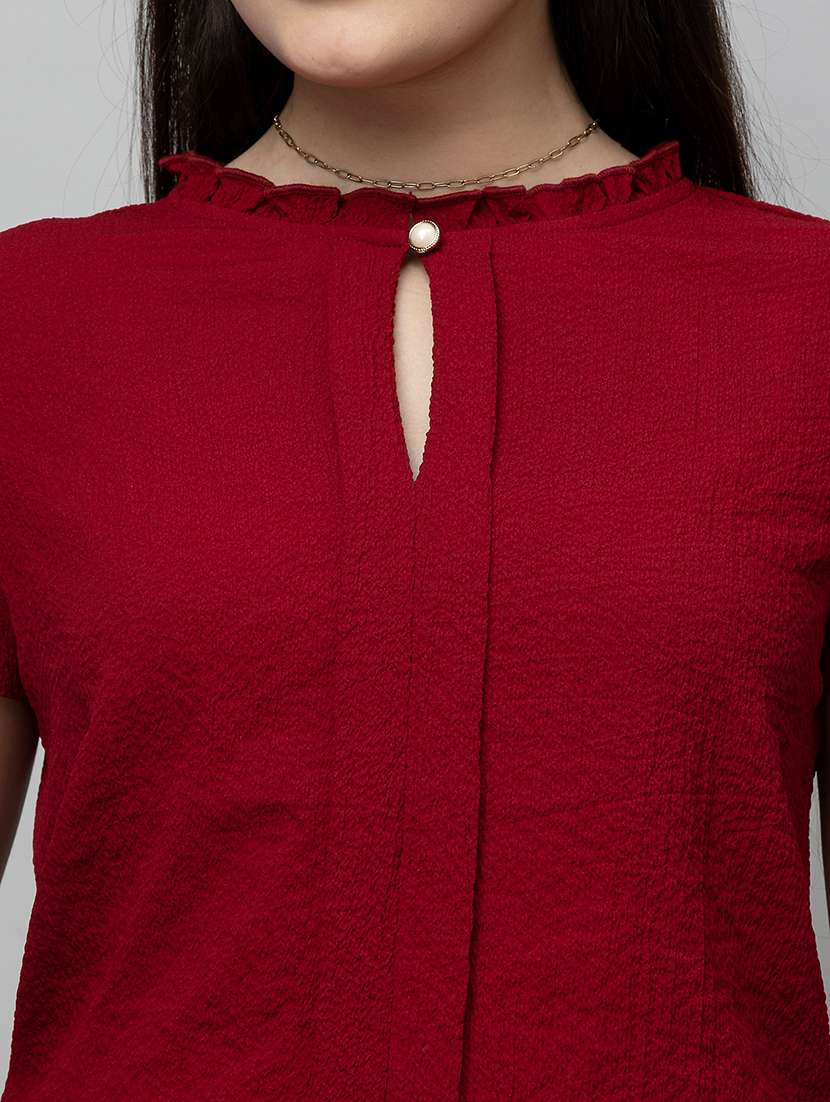 women solid tulip sleeve regular top - 22078527 - Standard Image - 4