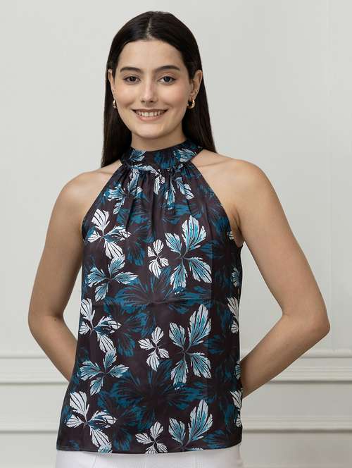 women printed halter neck sleeveless top - 22078531 - Standard Image - 0