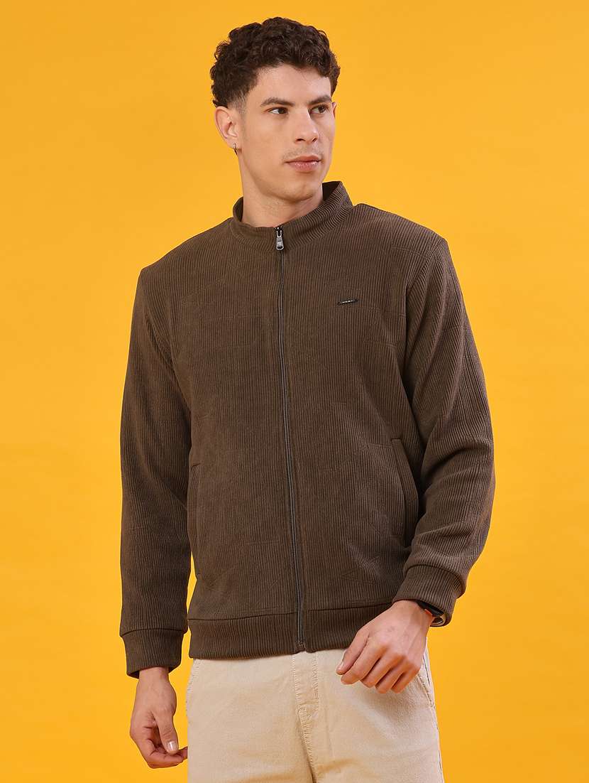 men solid stand collar long sleeve bomber jacket - 22078878 -  Standard Image - 1