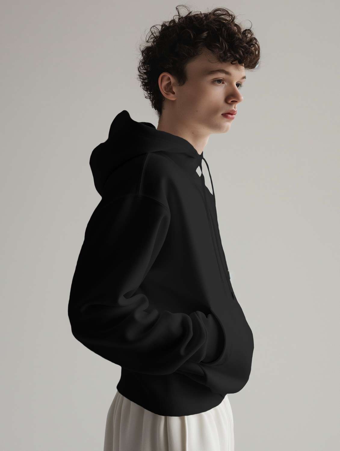 men solid print long sleeve hooded sweatshirt - 22079128 -  Standard Image - 1
