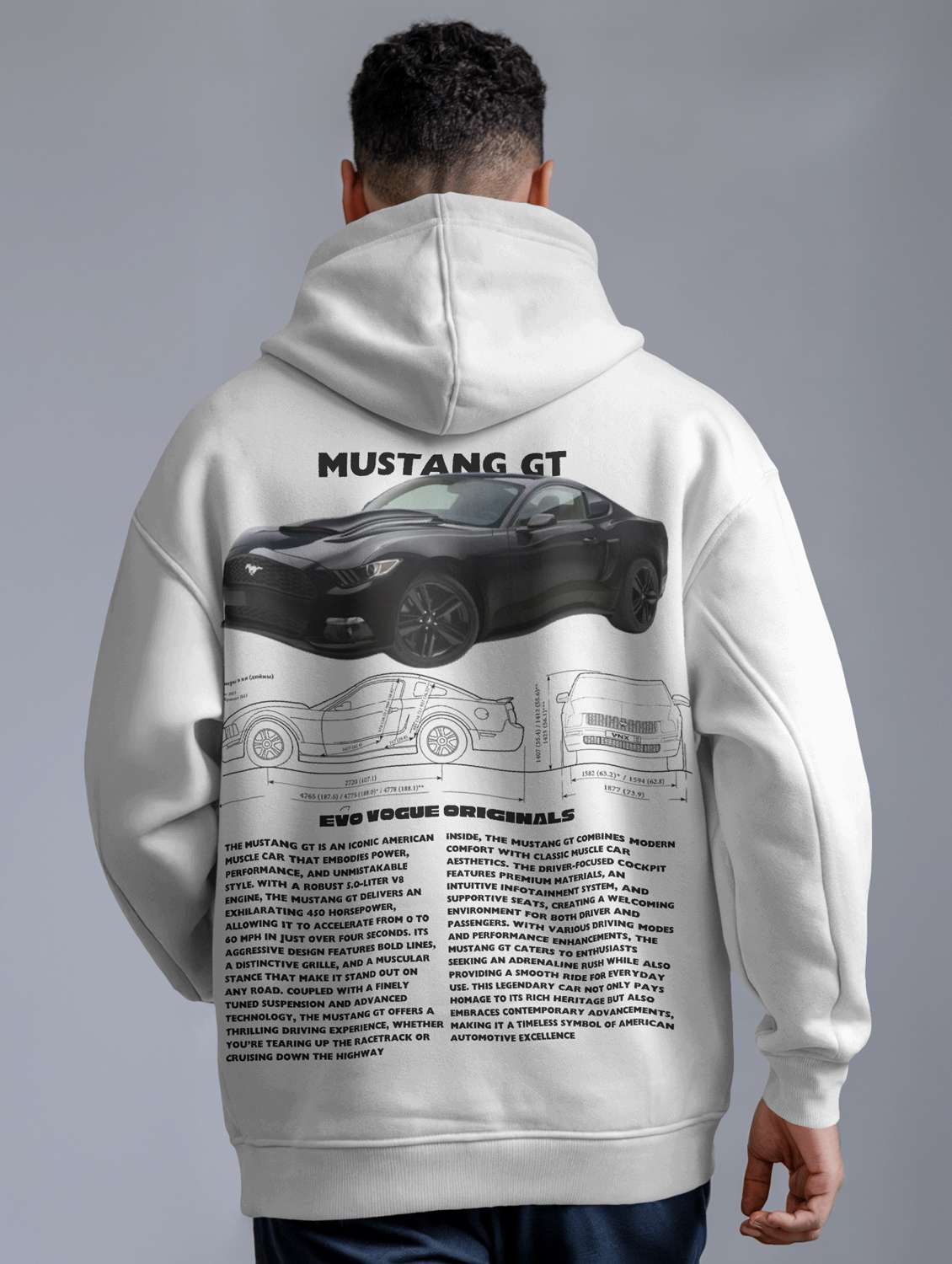 men front & back print long sleeve hooded sweatshirt
