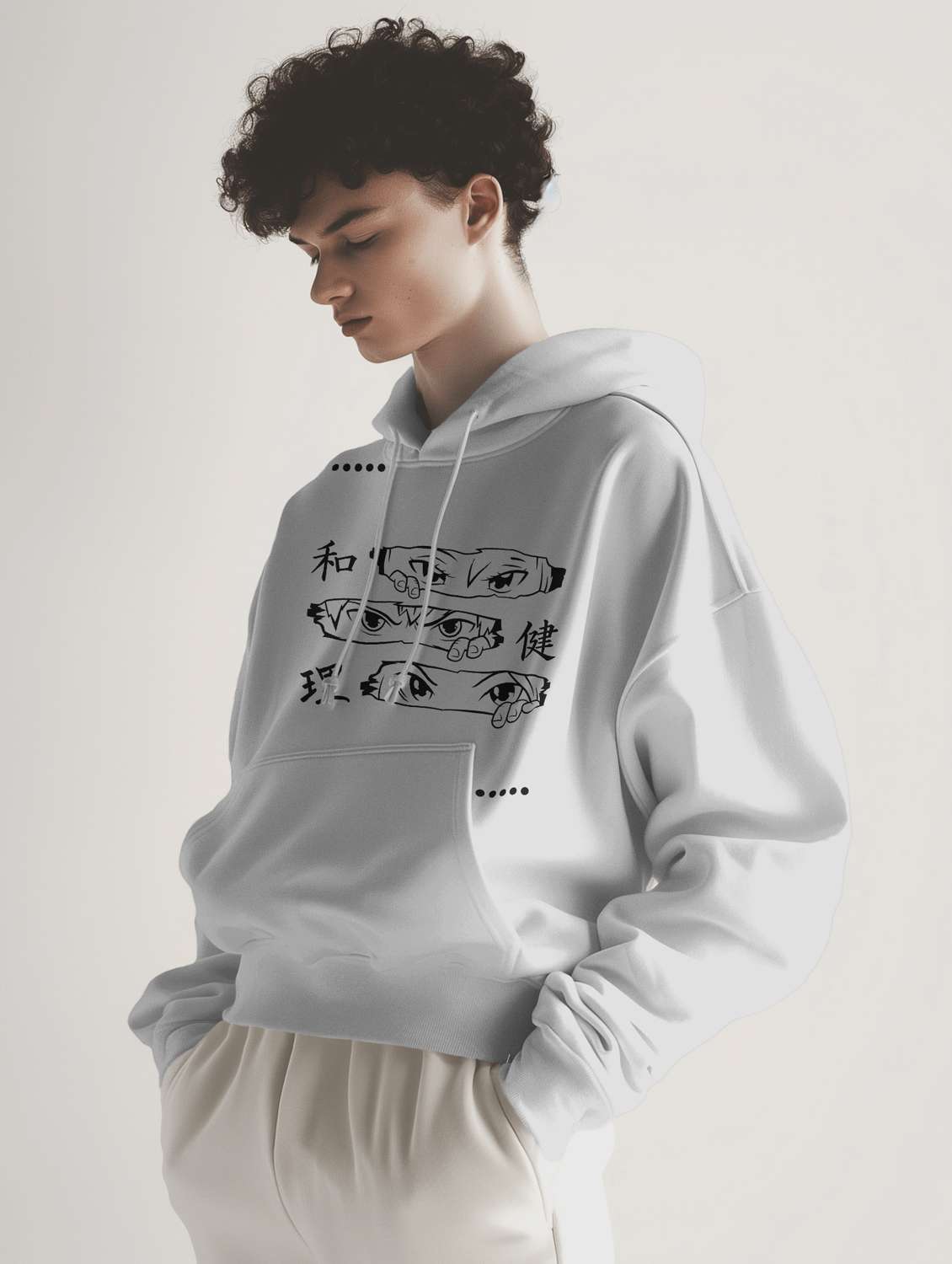 men front print long sleeve hooded sweatshirt - 22079140 -  Standard Image - 1