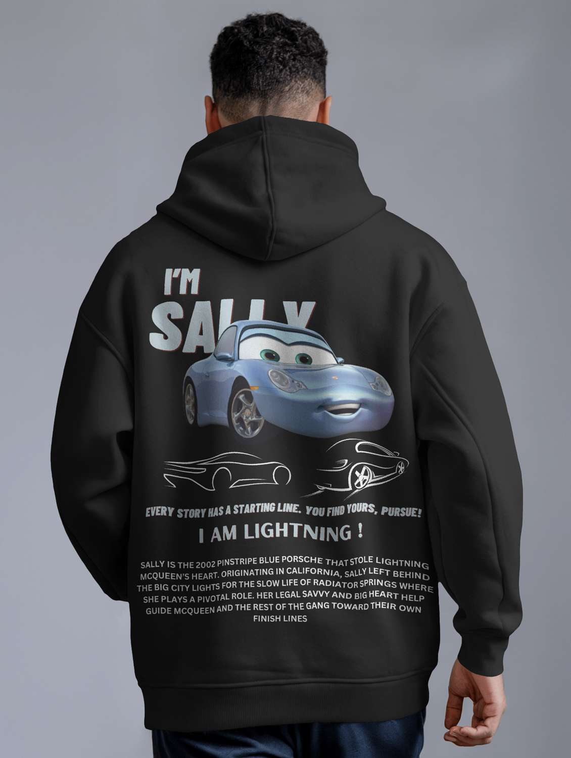 men front & back print long sleeve hooded sweatshirt