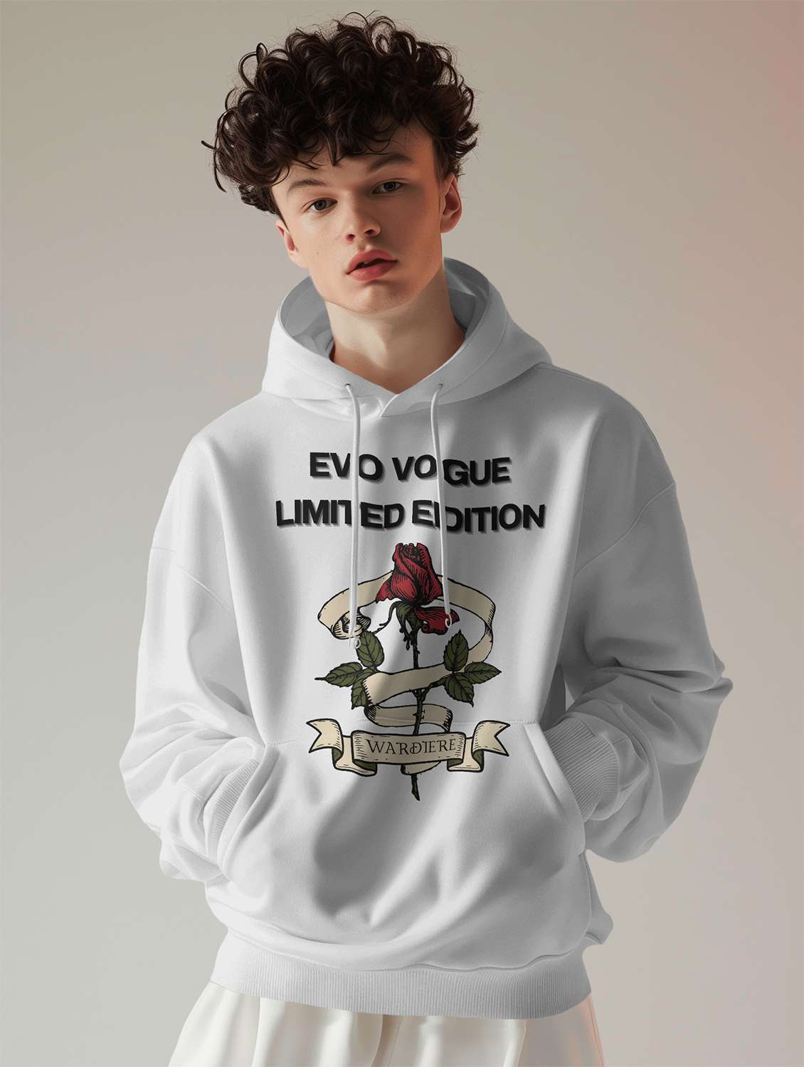 men front print long sleeve hooded sweatshirt