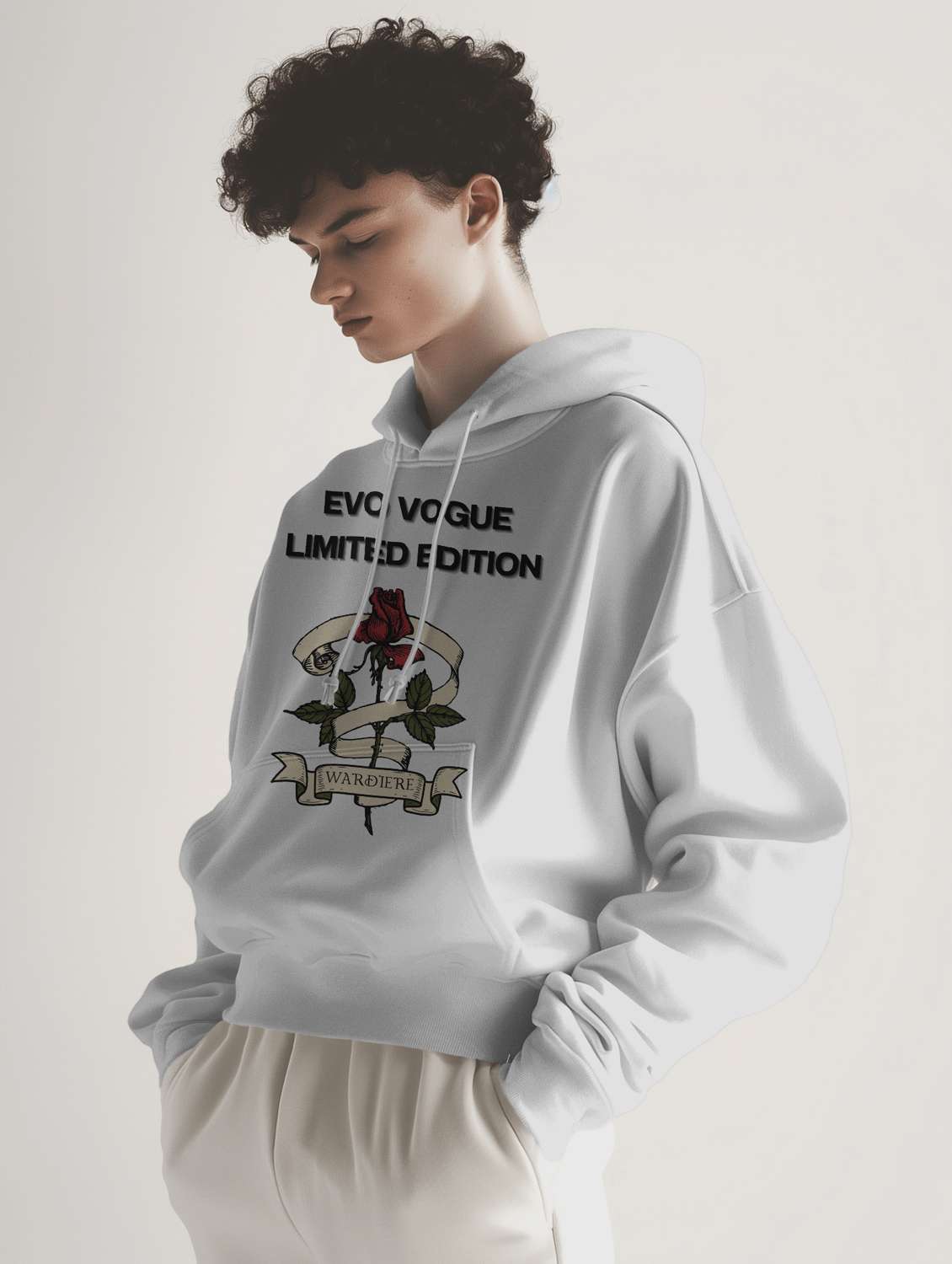 men front print long sleeve hooded sweatshirt - 22079149 -  Standard Image - 1