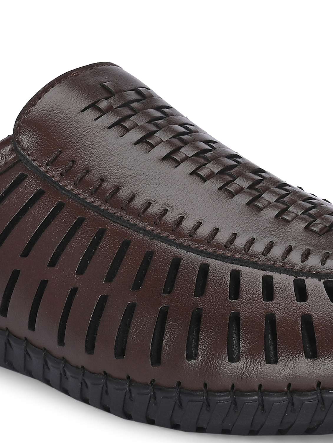 men brown slip on sandal - 22079194 -  Standard Image - 4