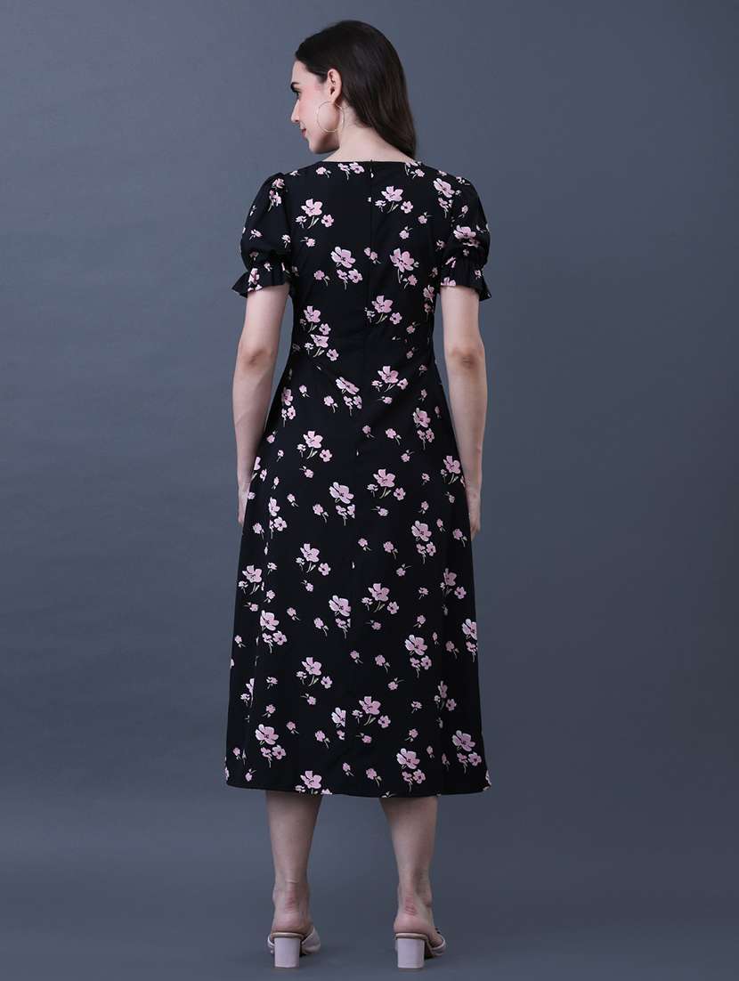 women floral print puff sleeve a-line dress - 22079199 -  Standard Image - 4
