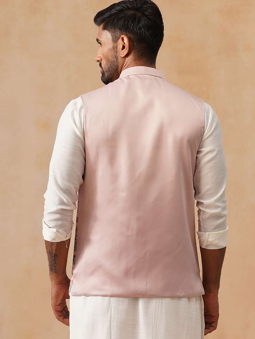 men embroidered mandarin neck nehru jacket - 22079220 -  Standard Image - 4