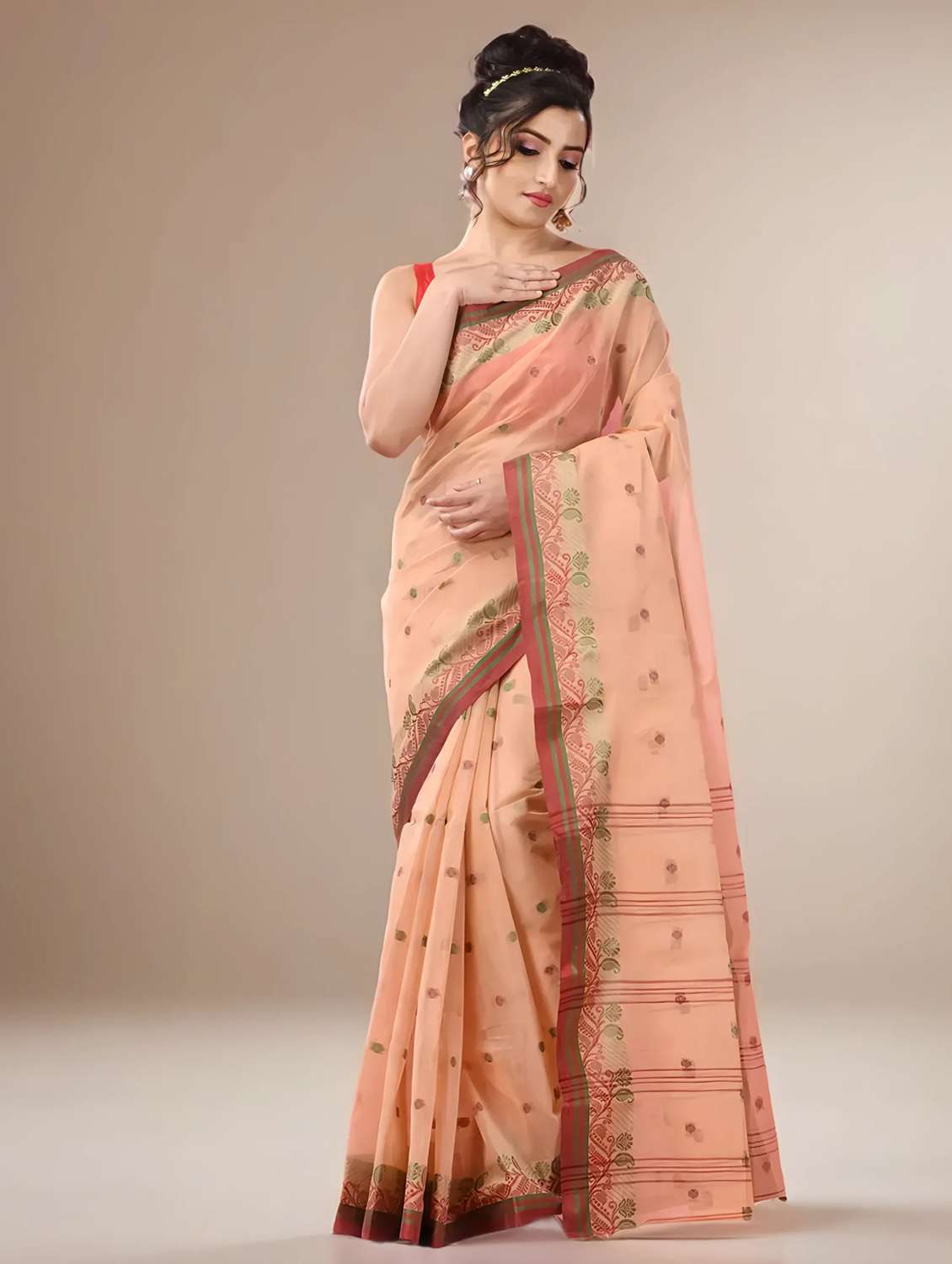 women self design tant saree - 22079274 -  Standard Image - 1