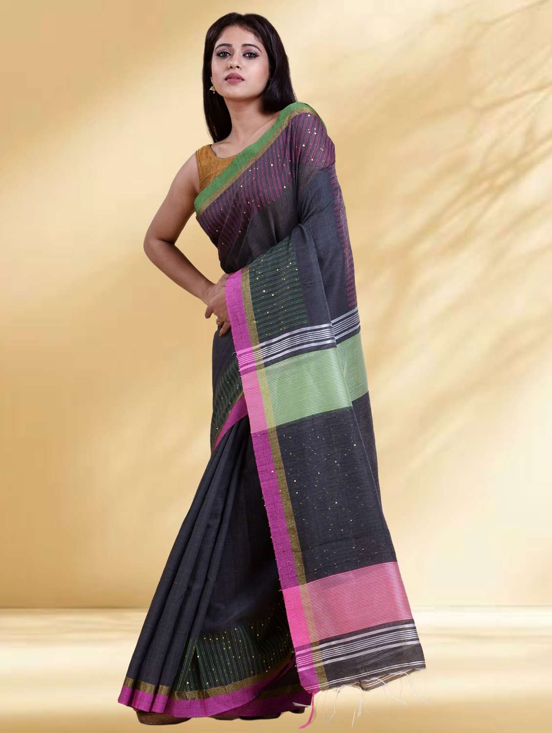 women self design handloom saree with blouse - 22079283 -  Standard Image - 1