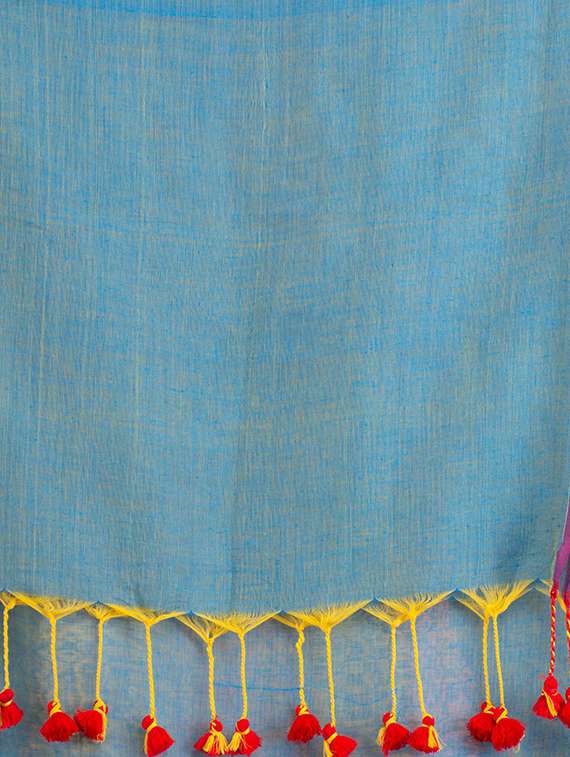 women solid handloom saree with blouse - 22079289 -  Standard Image - 4