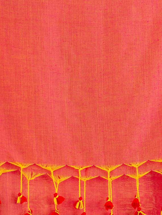 women solid handloom saree with blouse - 22079290 -  Standard Image - 4