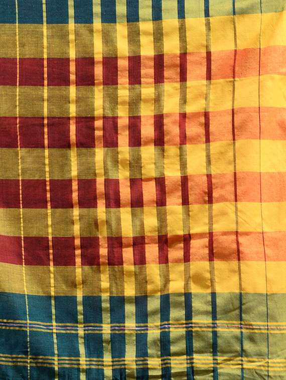 women striped handloom saree with blouse - 22079303 -  Standard Image - 6
