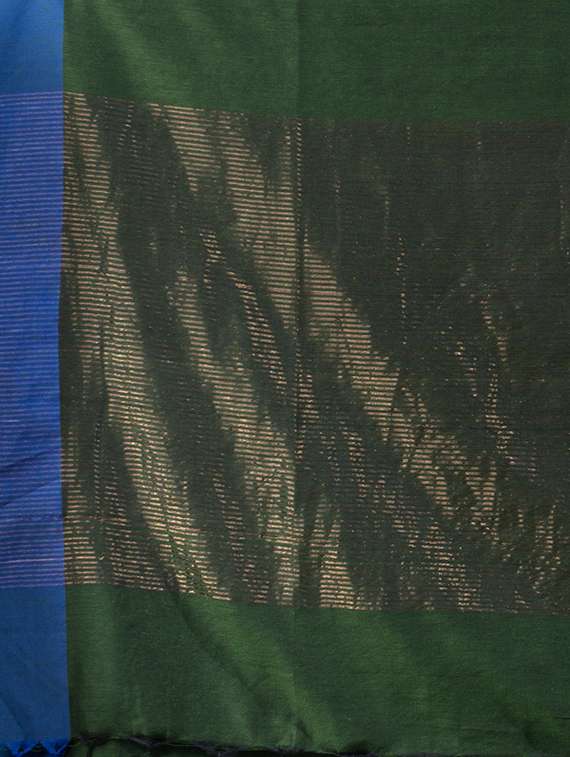 women solid with bordered handloom saree with blouse - 22079307 - Standard Image - 4