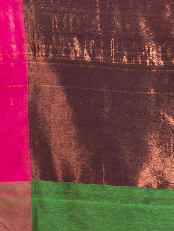 women solid with bordered handloom saree with blouse - 22079311 -  Standard Image - 4