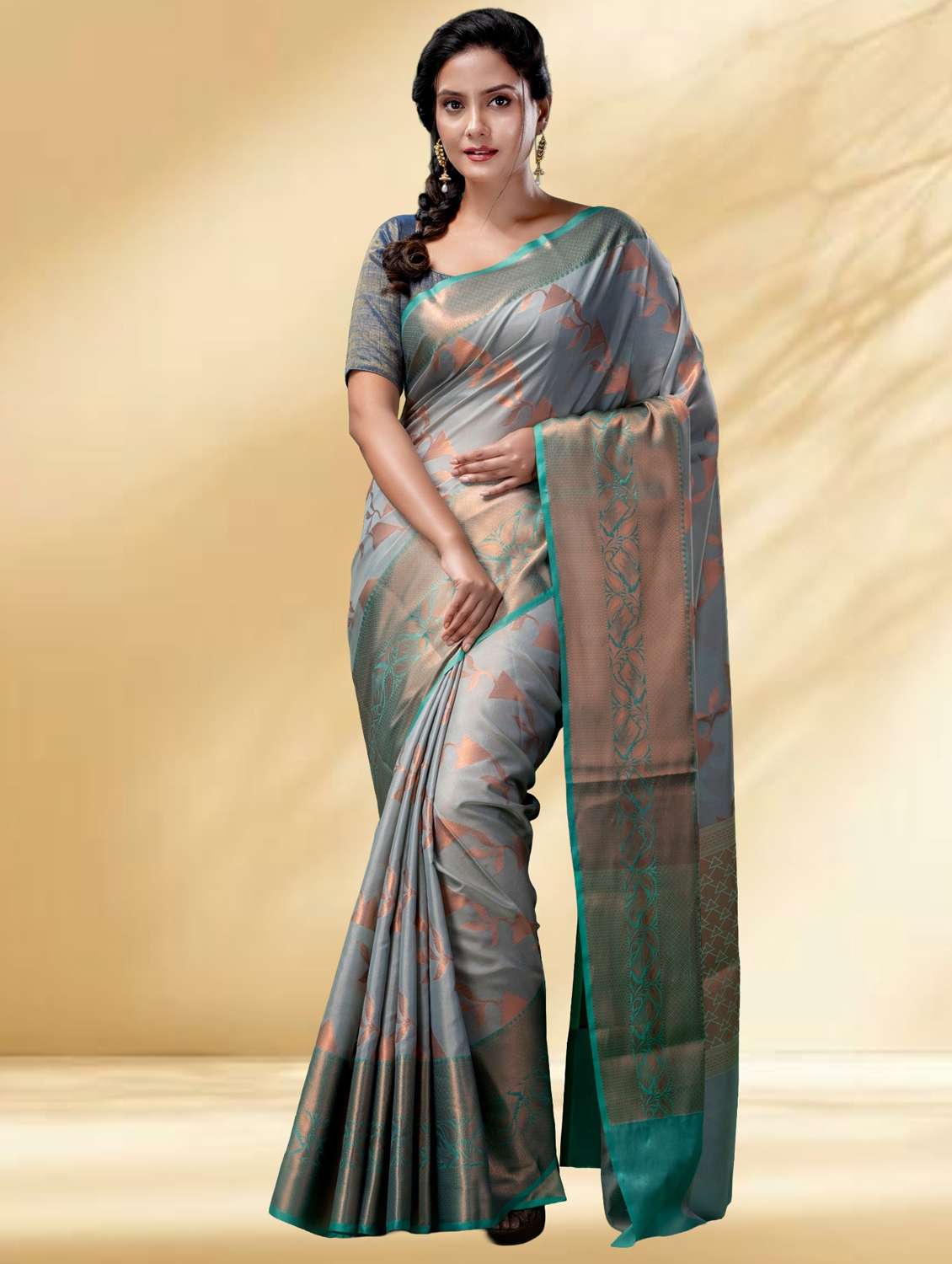 women self design bordered saree with blouse - 22079316 -  Standard Image - 1