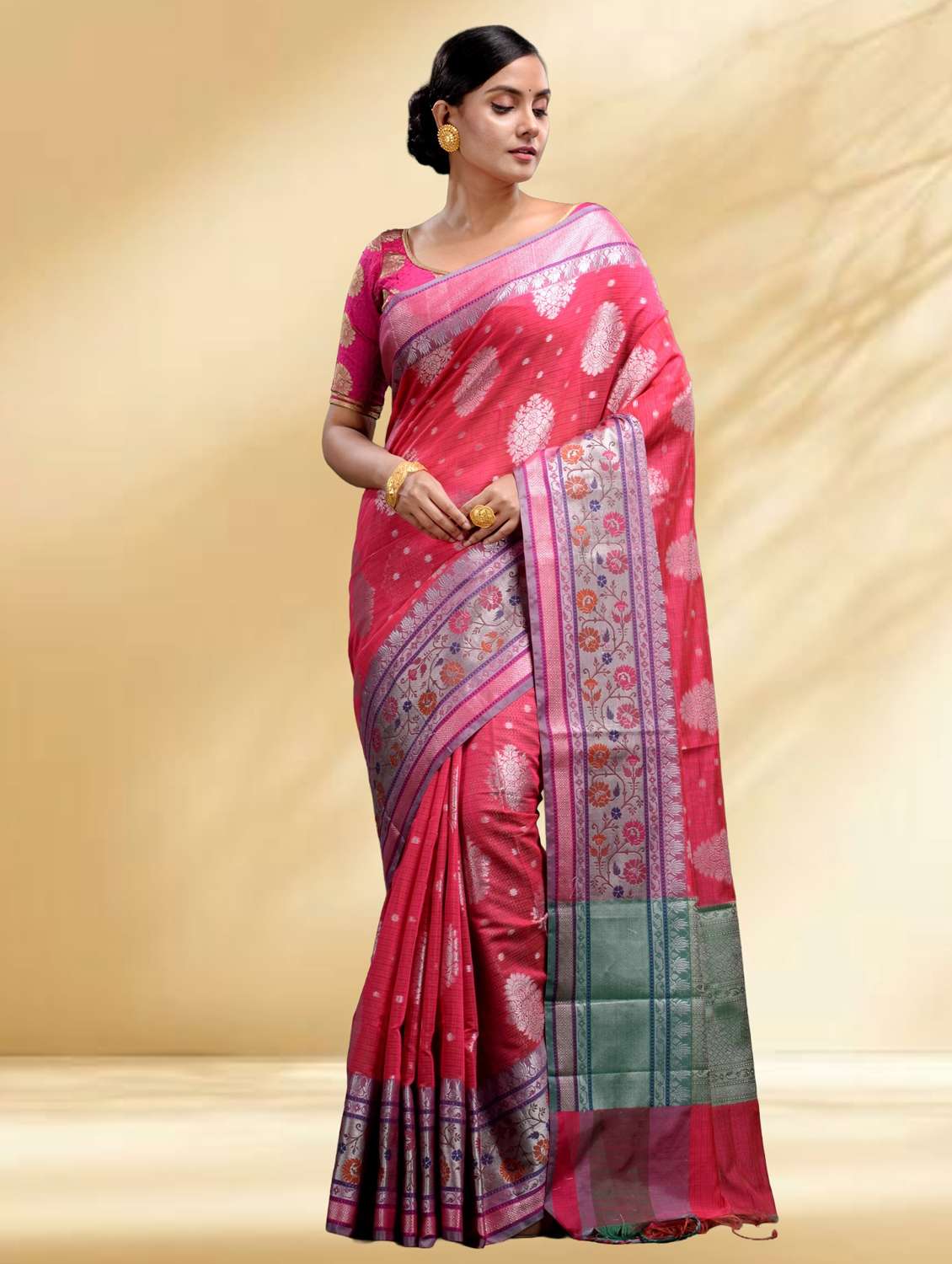 women self design handloom saree with blouse - 22079339 -  Standard Image - 1