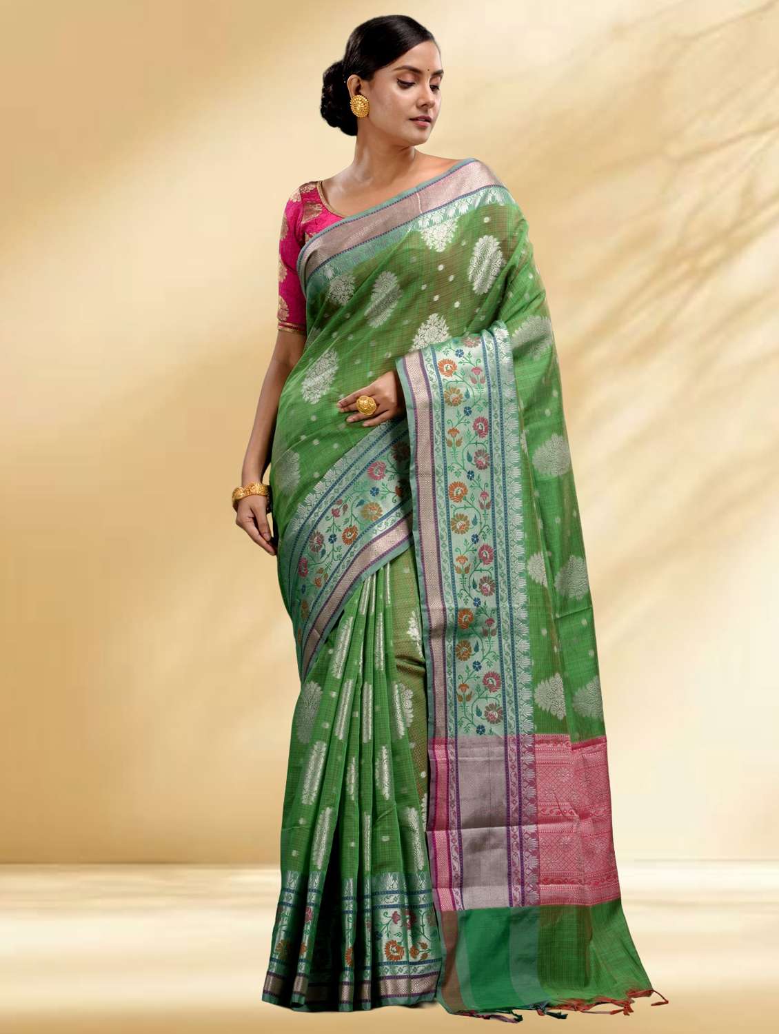 women self design handloom saree with blouse - 22079340 -  Standard Image - 1