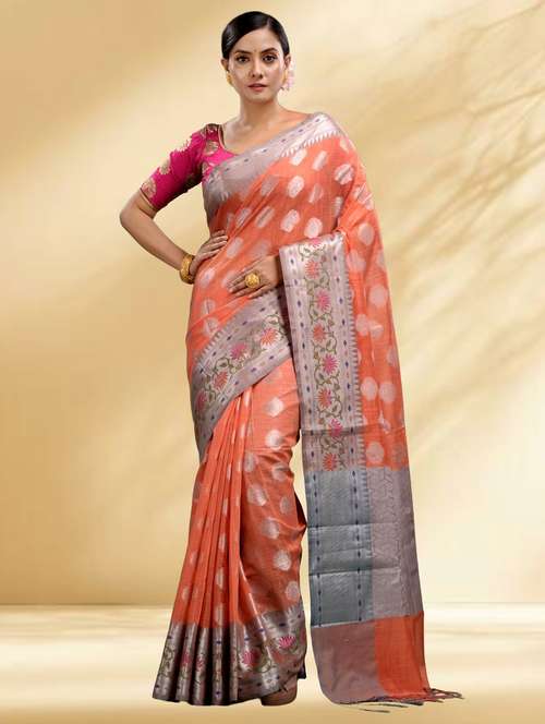 women self design handloom saree with blouse - 22079341 -  Standard Image - 0