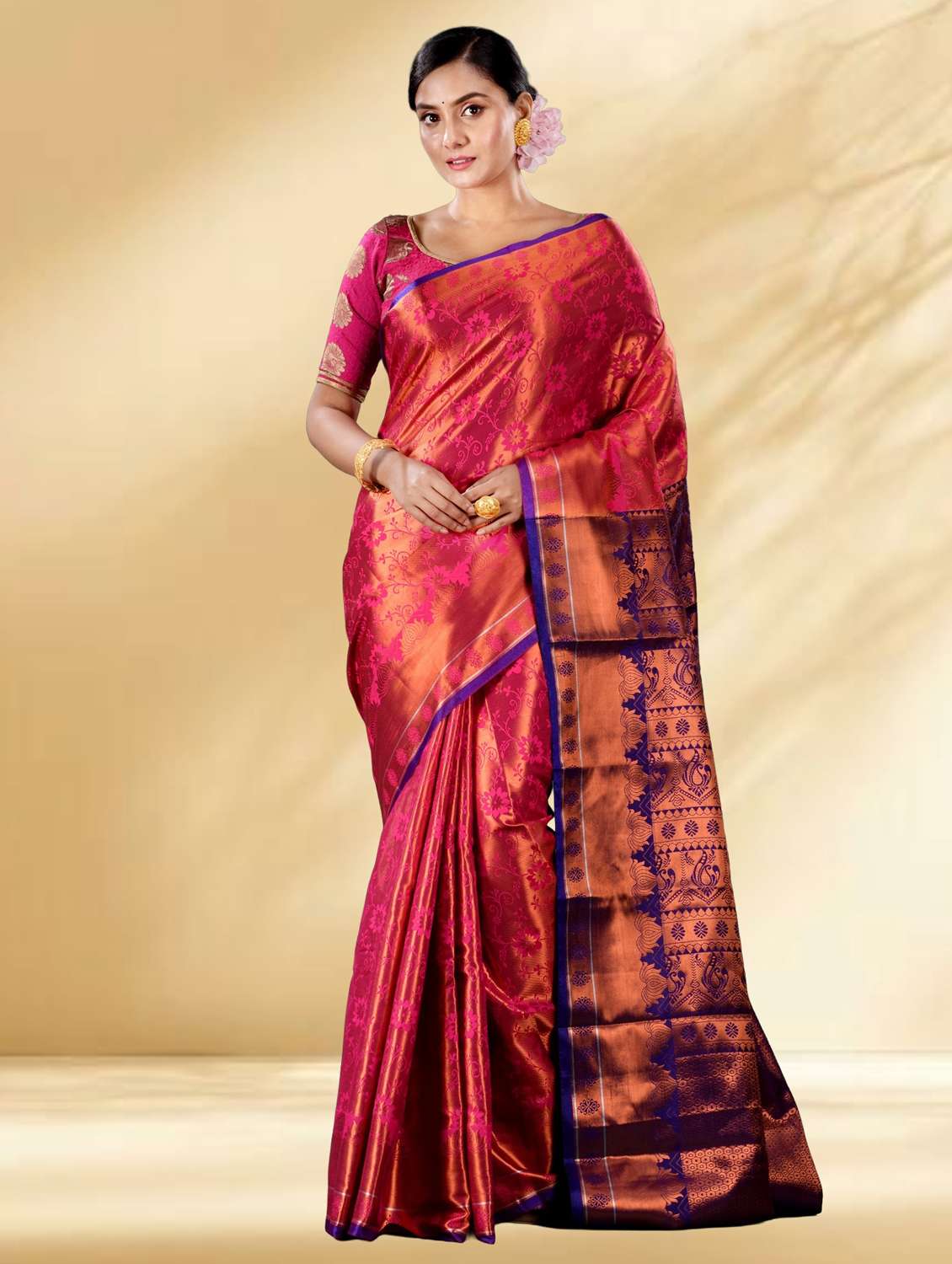 women self design kanjivaram saree with blouse - 22079343 - Standard Image - 1