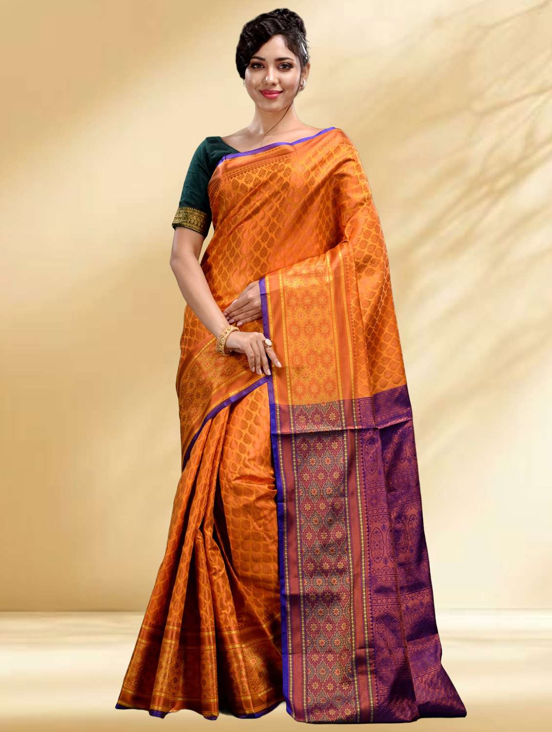 women self design kanjivaram saree with blouse - 22079344 - Standard Image - 1