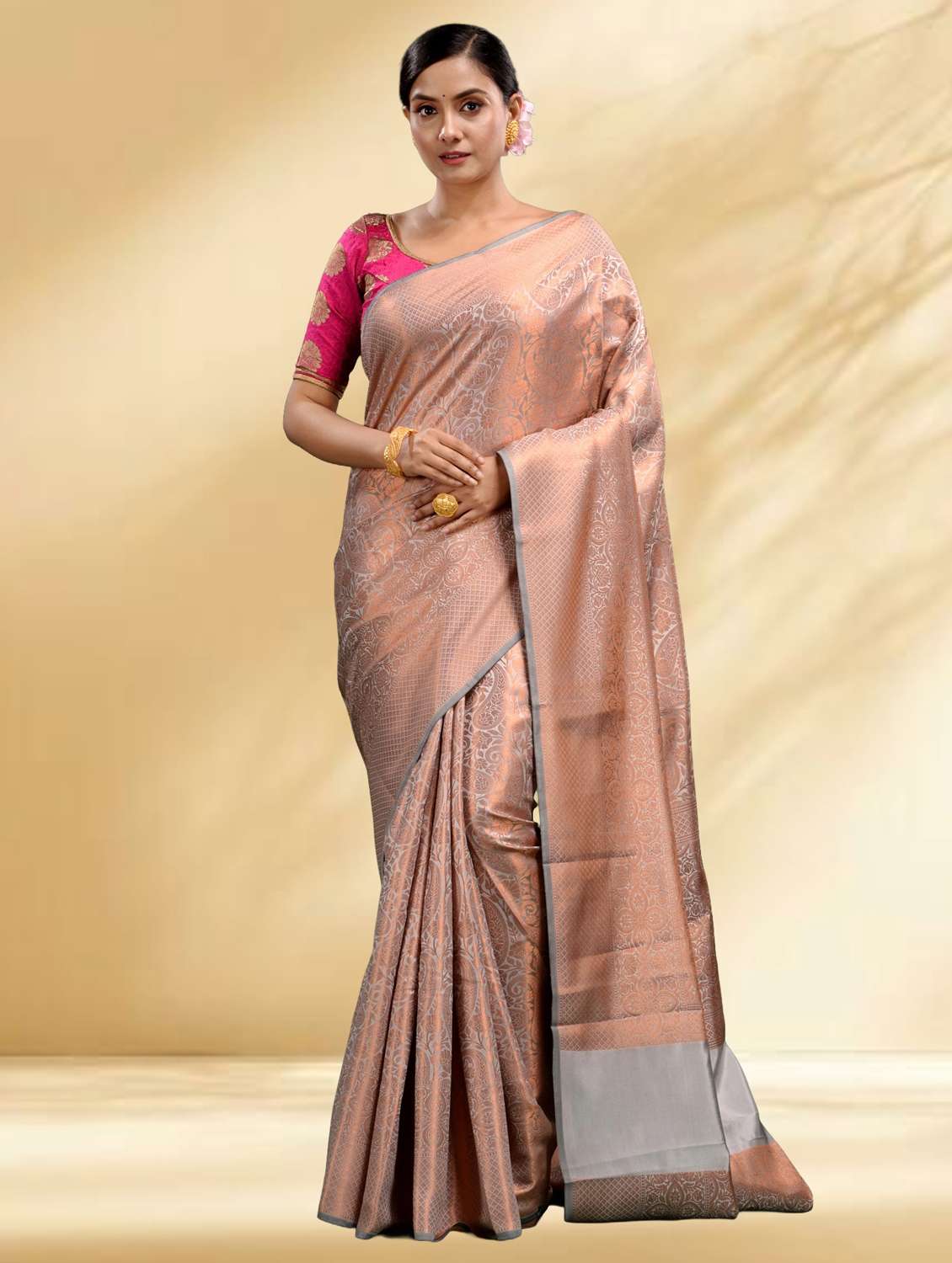 women self design kanjivaram saree with blouse - 22079345 - Zoom Image - 0