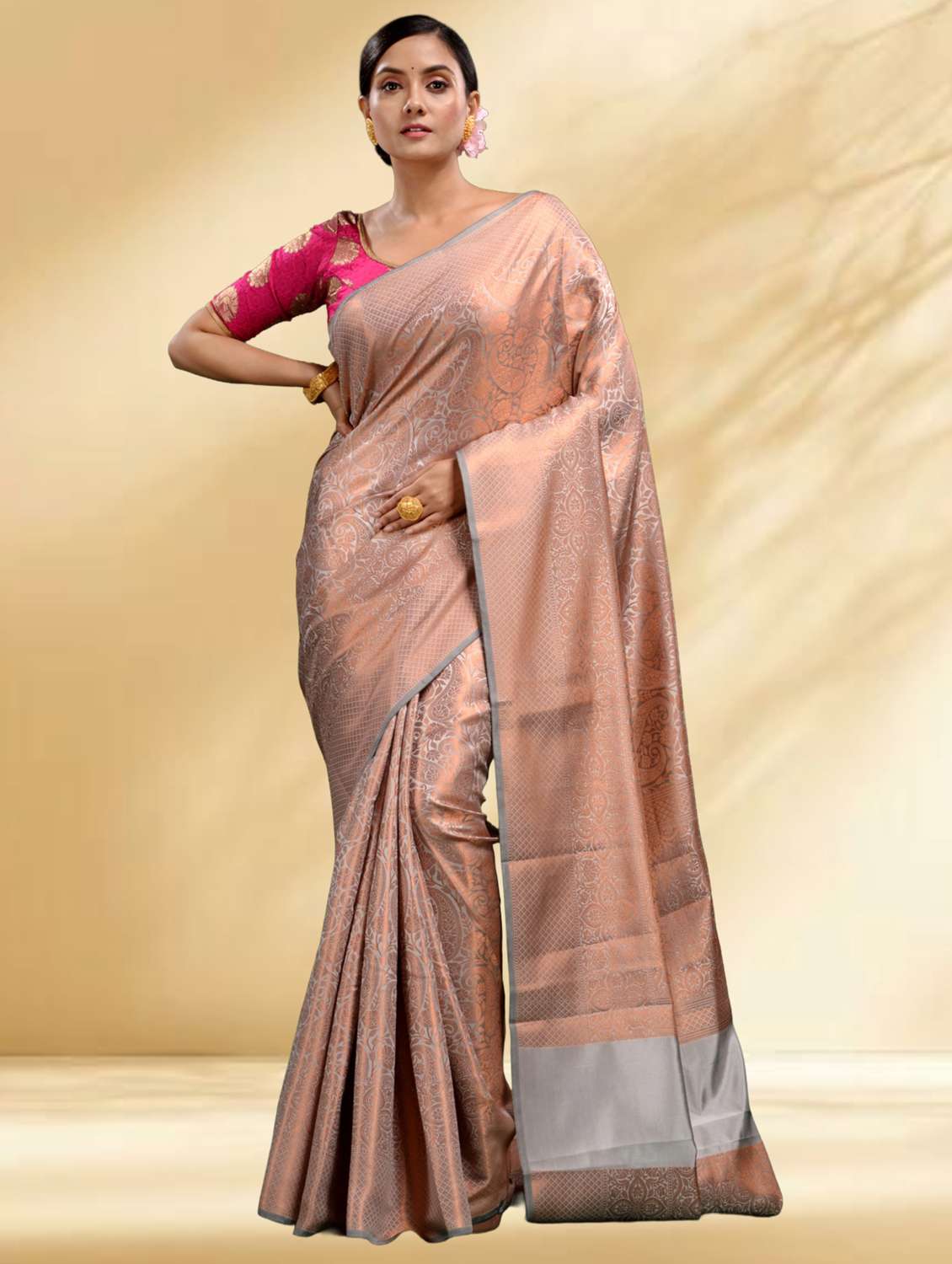 women self design kanjivaram saree with blouse - 22079345 - Standard Image - 1