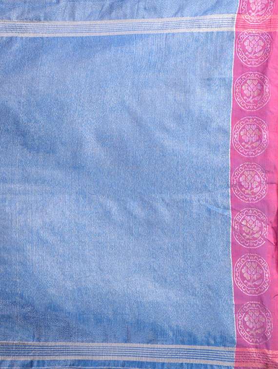 women solid with bordered handloom saree with blouse - 22079351 -  Standard Image - 4