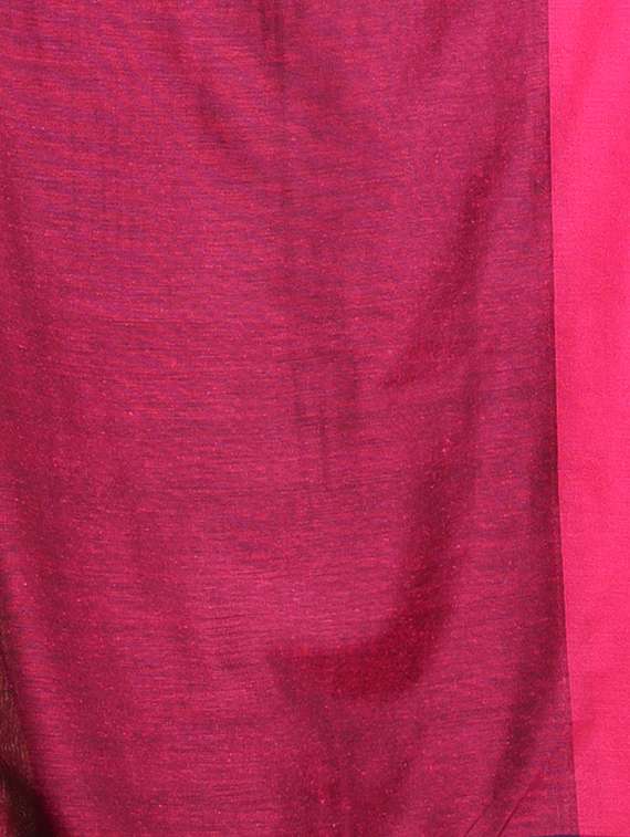 women solid with bordered handloom saree with blouse - 22079360 - Standard Image - 4