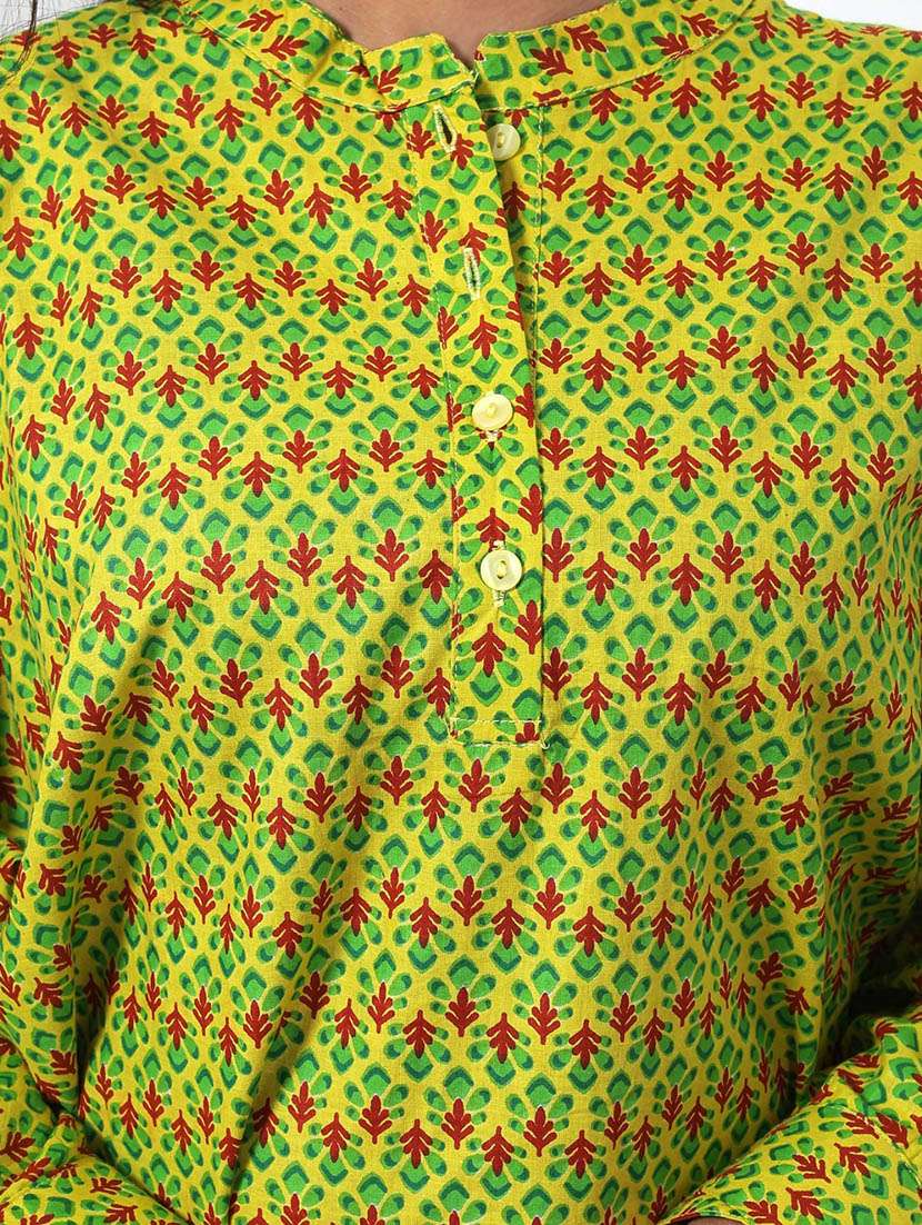 women printed puff sleeve high low tunic - 22079394 - Standard Image - 4