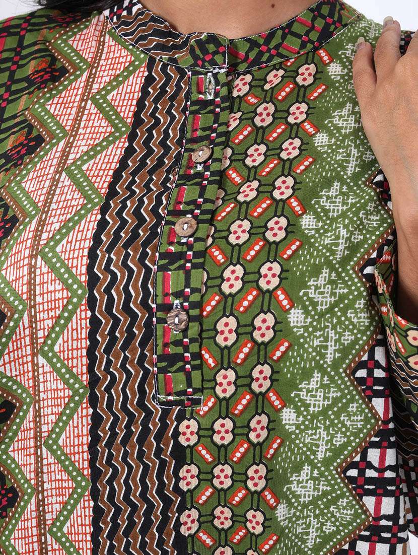 women printed puff sleeve high low tunic - 22079395 - Standard Image - 4