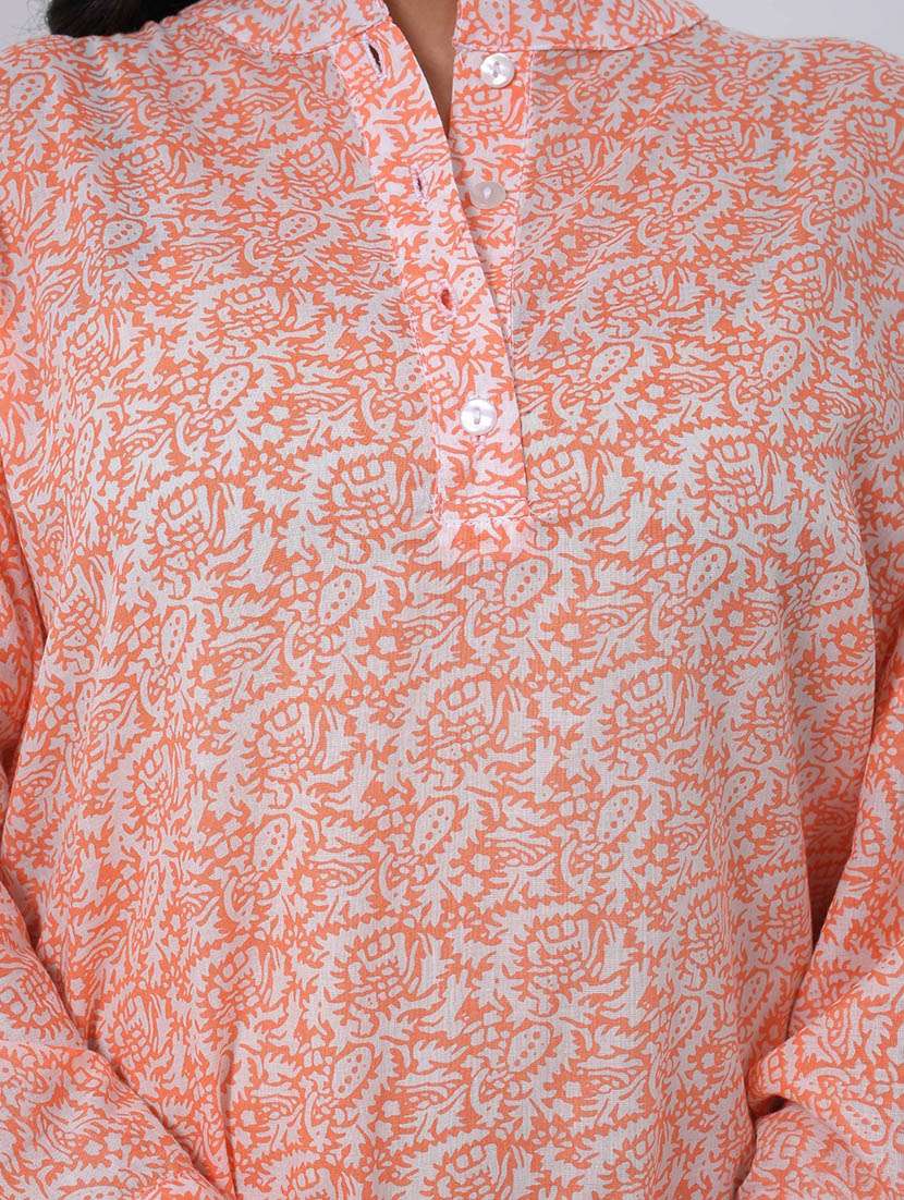 women printed puff sleeve high low tunic - 22079396 - Standard Image - 4