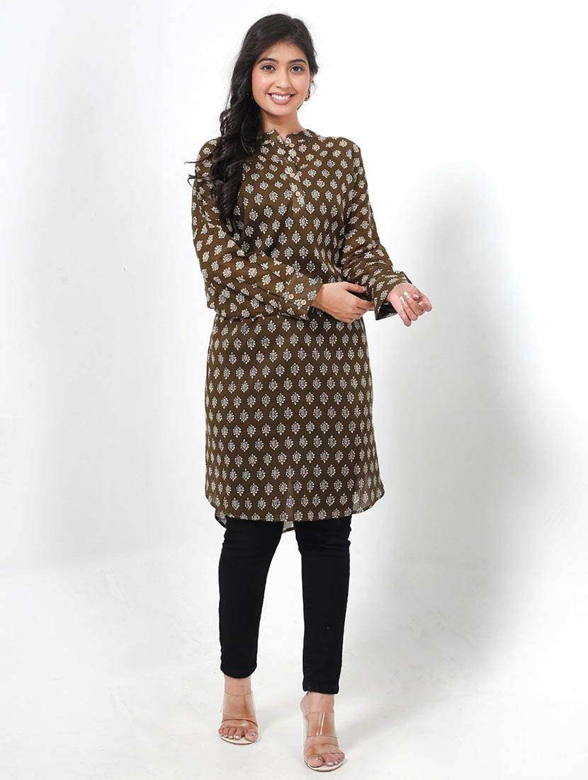 women printed puff sleeve high low tunic - 22079397 -  Standard Image - 1