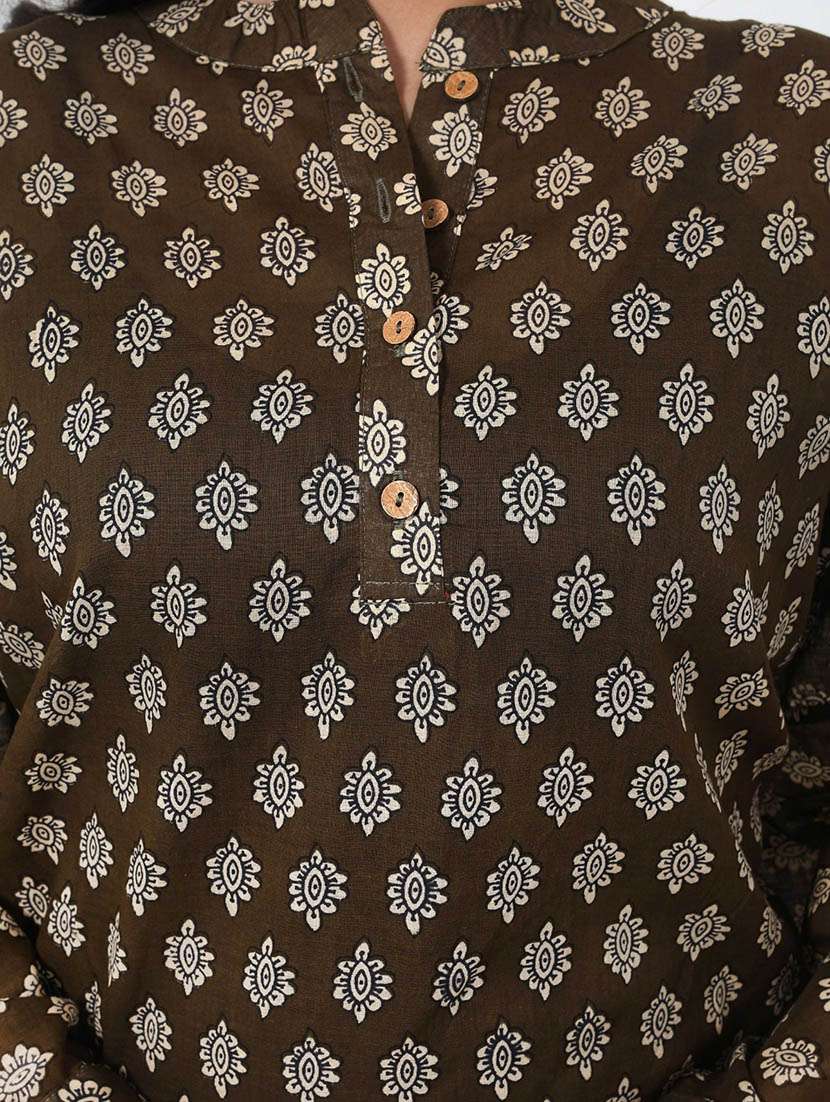 women printed puff sleeve high low tunic - 22079397 - Standard Image - 4