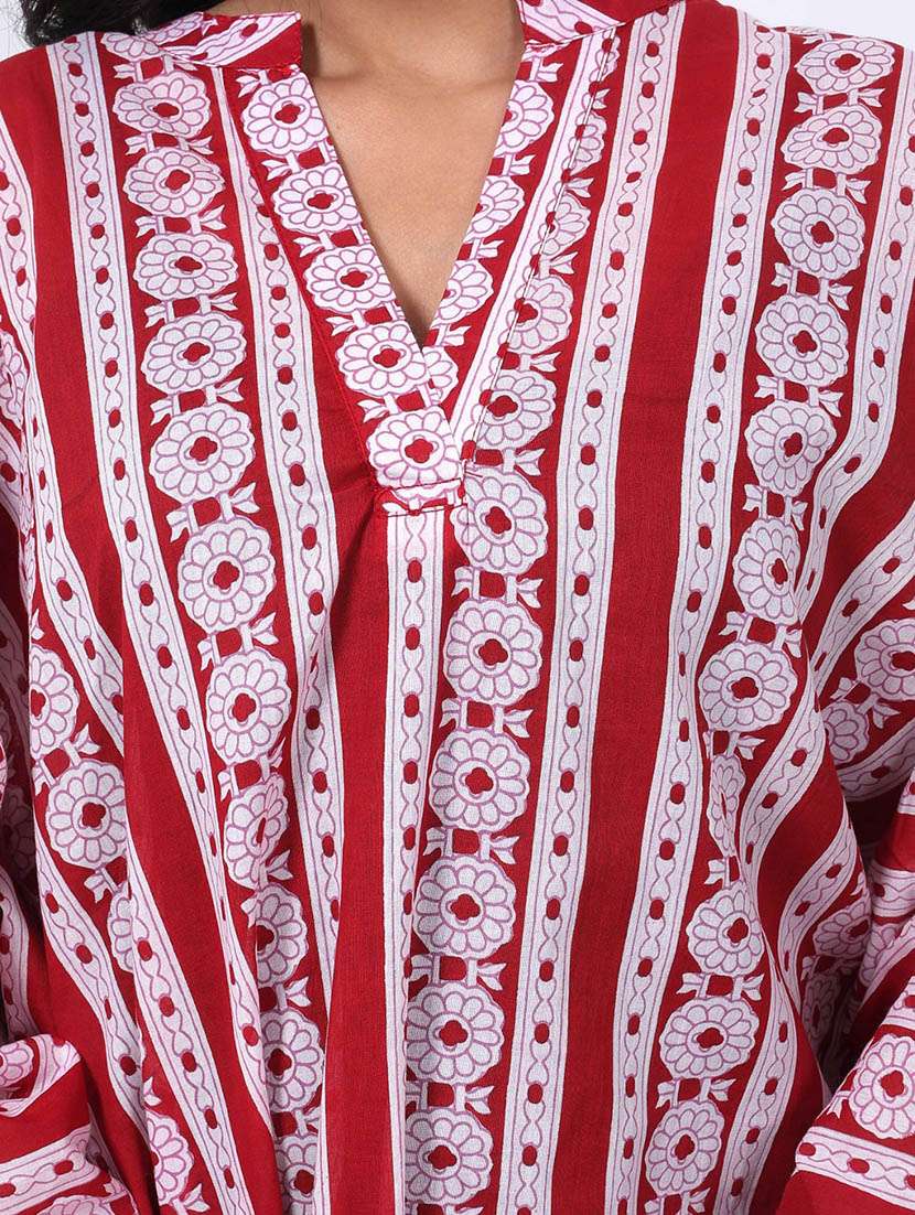 women printed puff sleeve high low tunic - 22079398 - Standard Image - 4