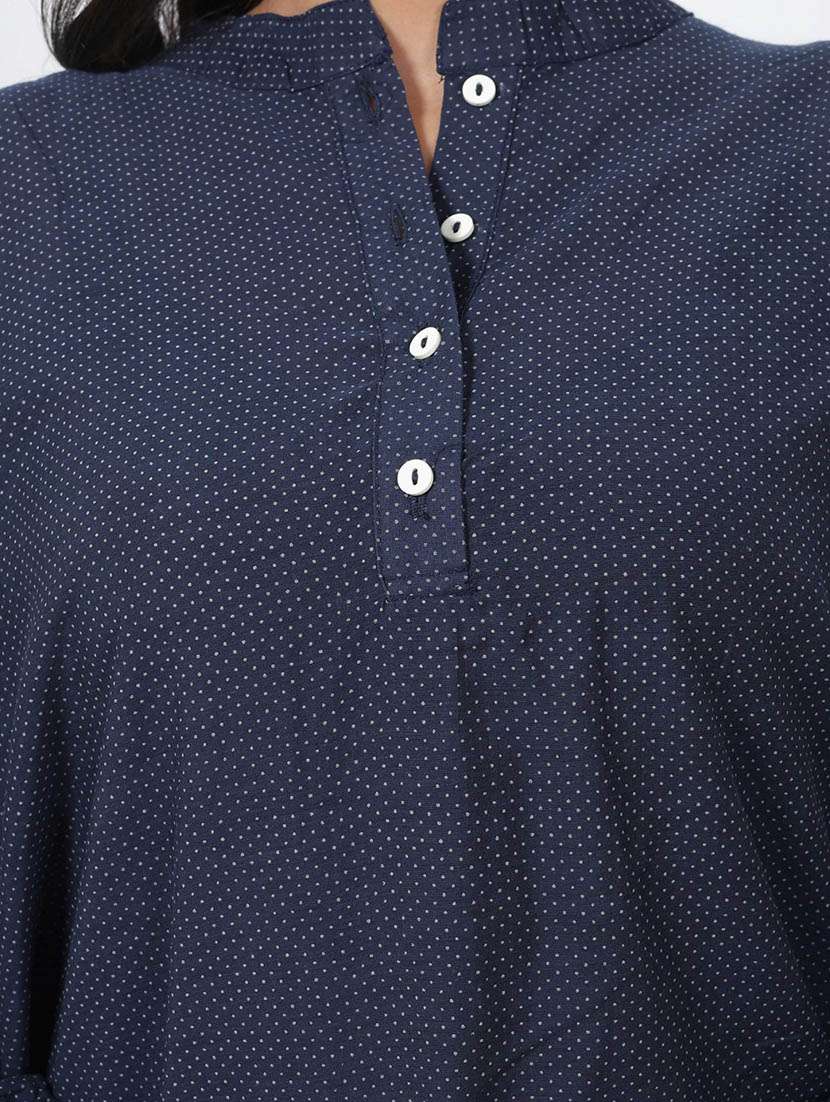 women polka doted long sleeve high low tunic - 22079401 - Standard Image - 4