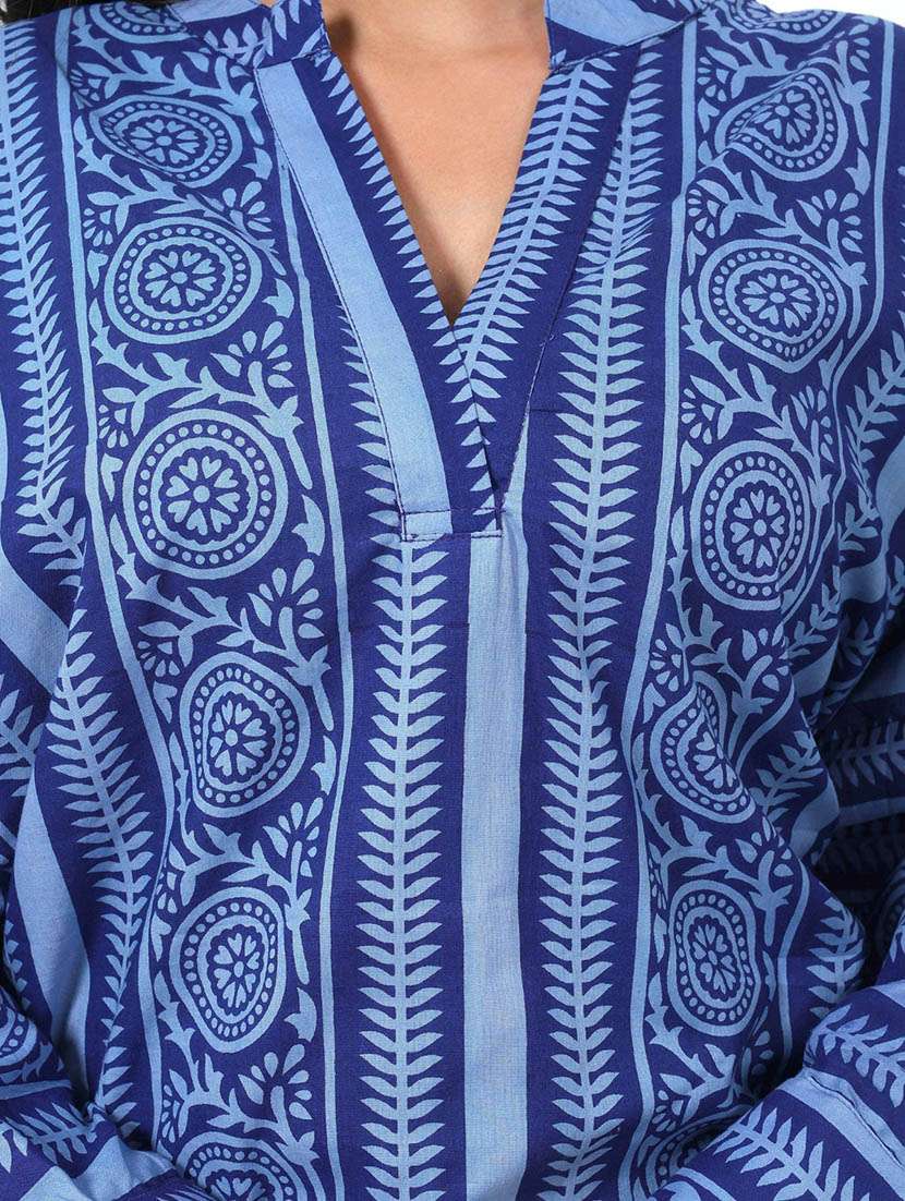 women printed long sleeve high low tunic - 22079408 - Standard Image - 4