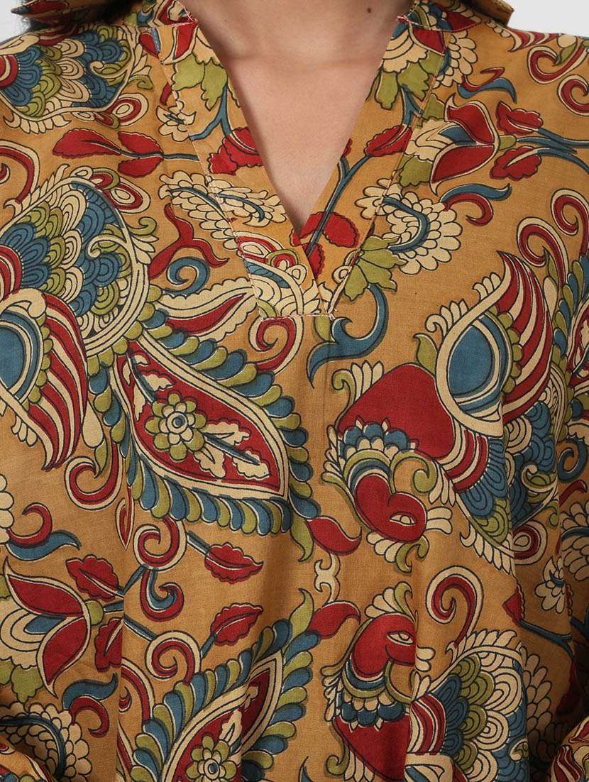 women printed long sleeve collared realxed fit tunic - 22079411 - Standard Image - 4