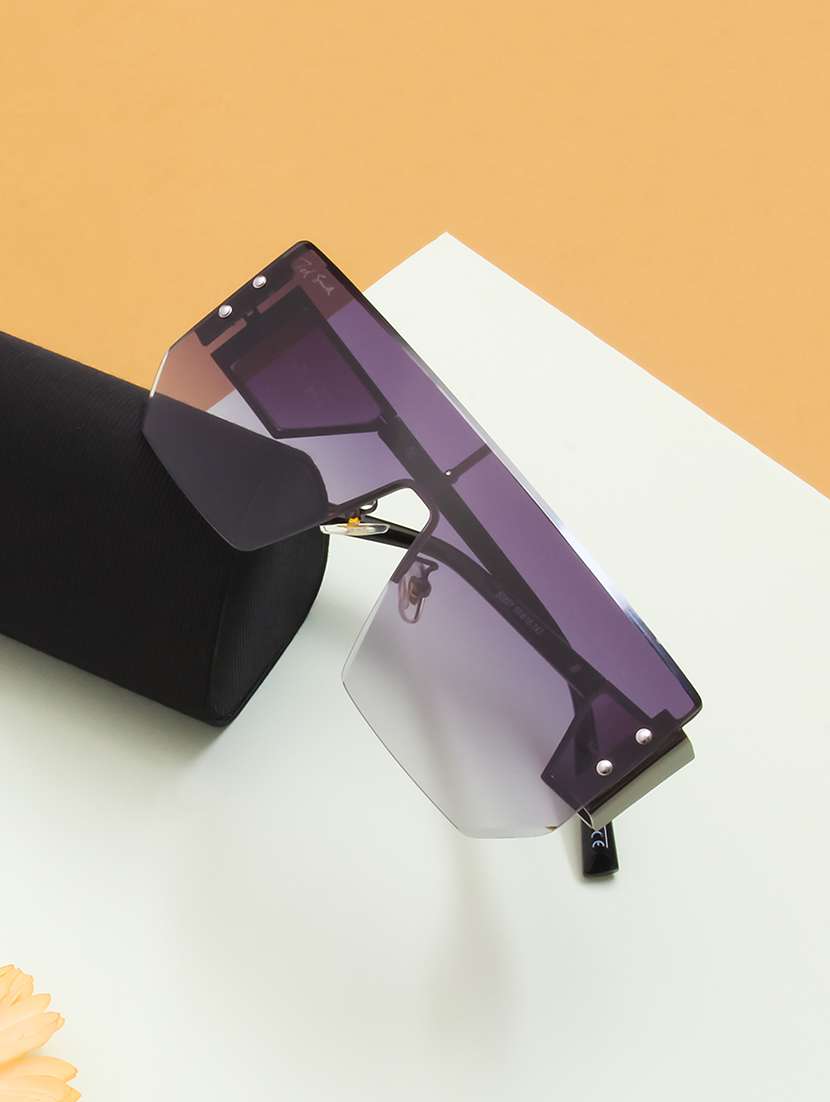 ted smith eyewear unisex |  half rim shield stylish sunglasses |  uv protected | for men and women