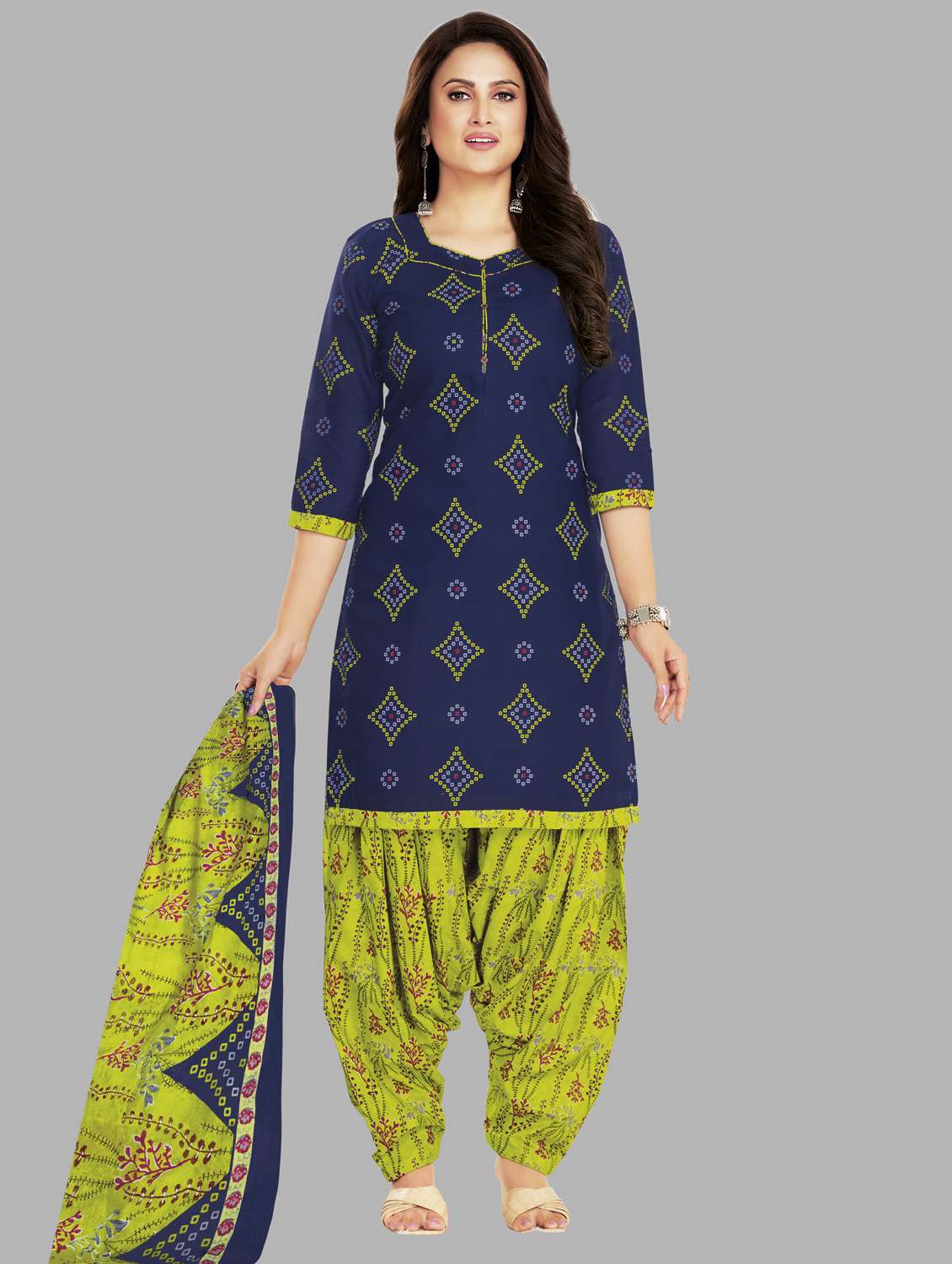 women printed unstitched salwar suit set